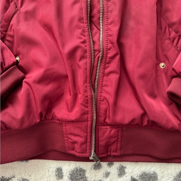 Men’s Maroon H&M Bomber Jacket - size 10/M - Picture 3 of 6